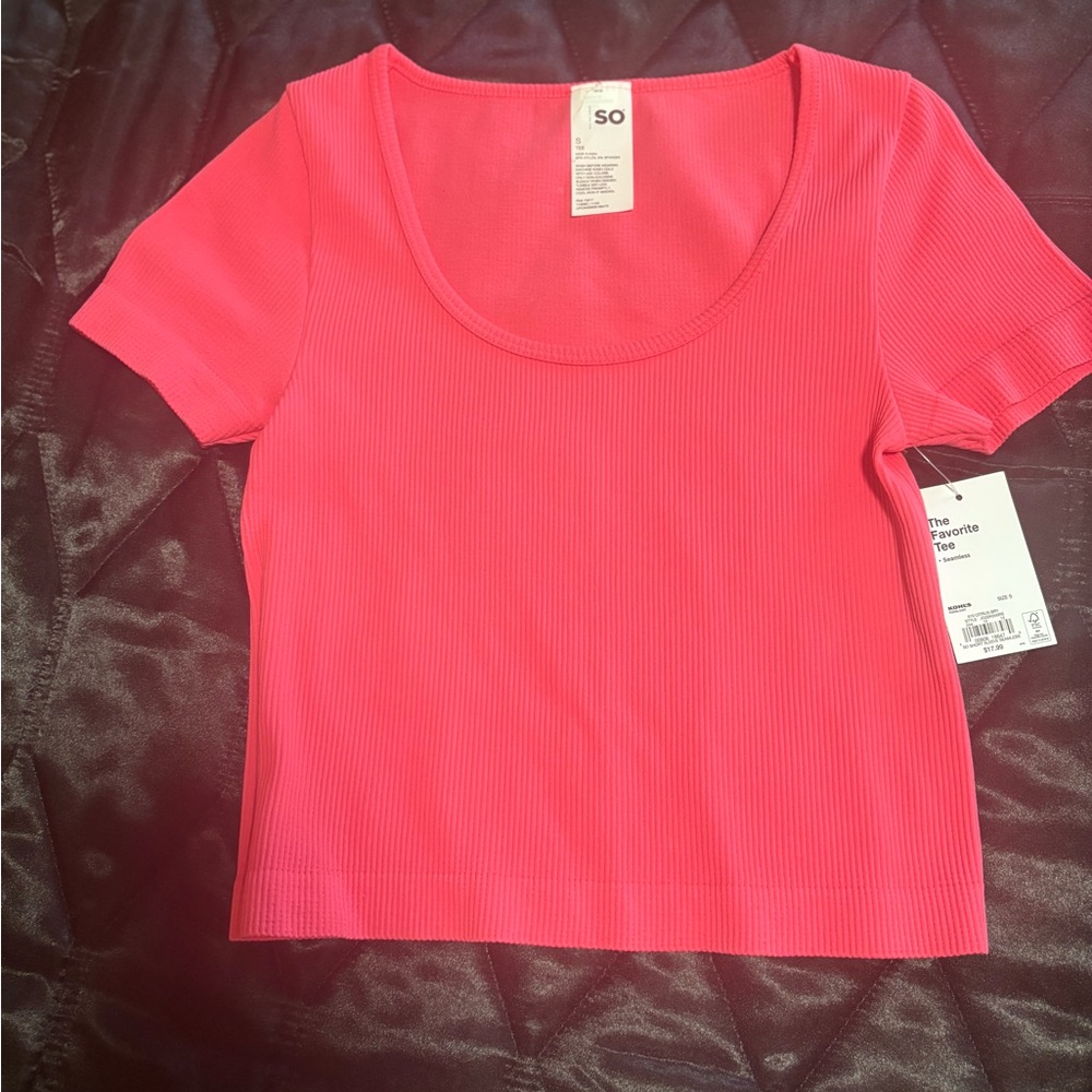 SO Women's Pink Ribbed Top